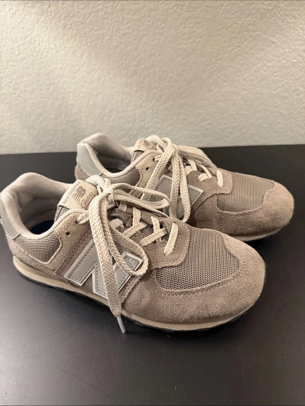 New Balance Classic 574 Kids' Size 4 Neutral Taupe Lace-Up Shoes